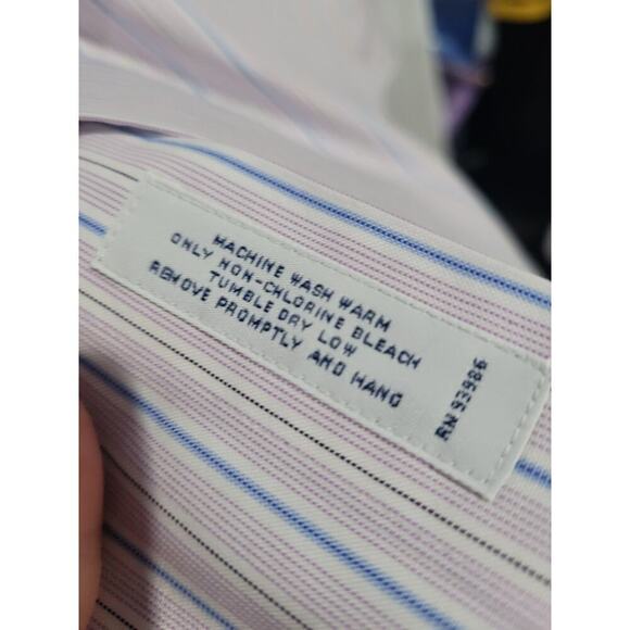 Brooks Brothers 16/33 Button Down Shirt Double Stripe Non Iron Cotton PLE/Blue - Picture 6 of 7